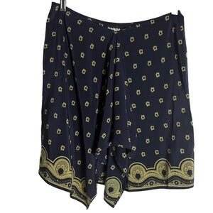 DKNY VINTAGE 100% Silk Patterned Skirt in Navy/Gold Size 12 -- GORGEOUS!!!